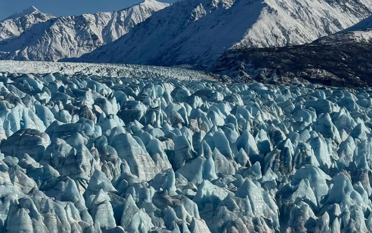 A field of blue seracs on Knik Glacier, Alaska