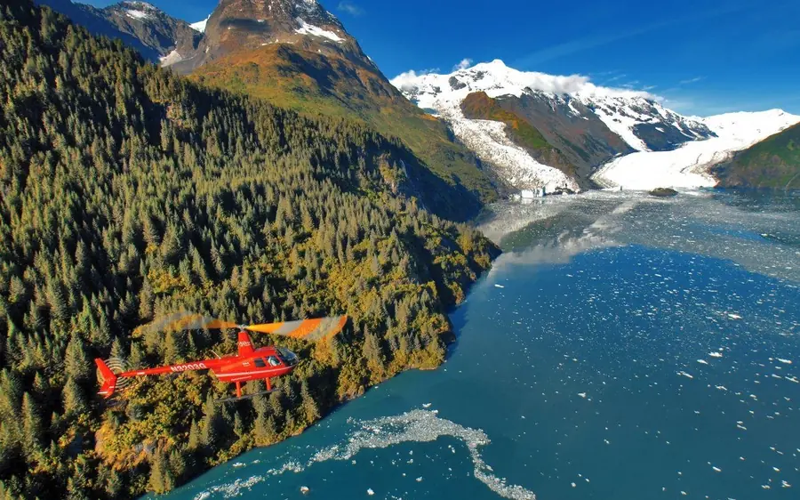 Prince William Sound seen from a helicopter, Alaska